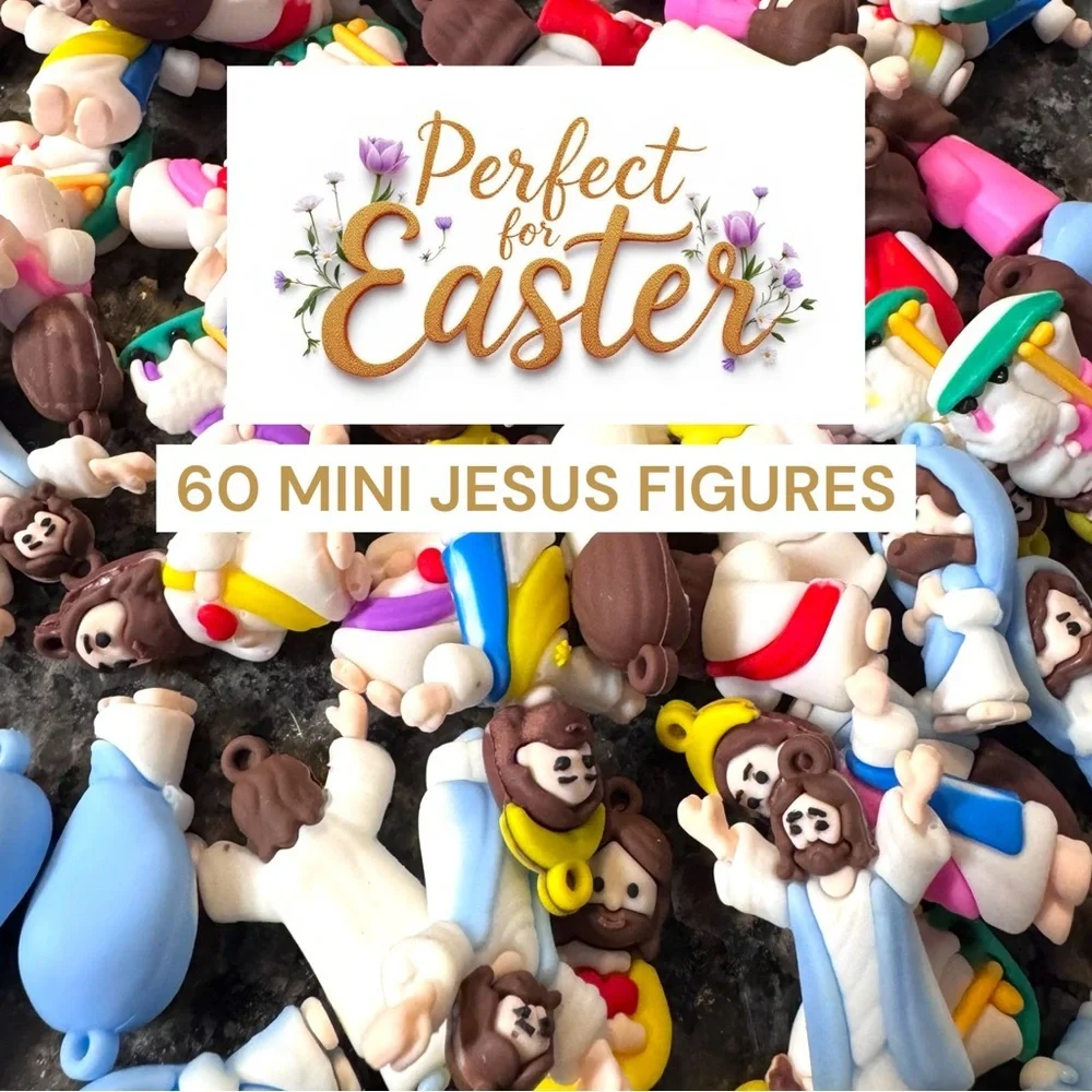 60 Mini Jesus Figurines Bulk NIB Sunday School Gifts Baptism Church Party Favors